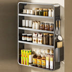 Adjustable Metal Wall-Mounted Kitchen Storage Racks with Hooks