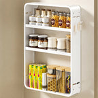 Adjustable Metal Wall-Mounted Kitchen Storage Racks with Hooks