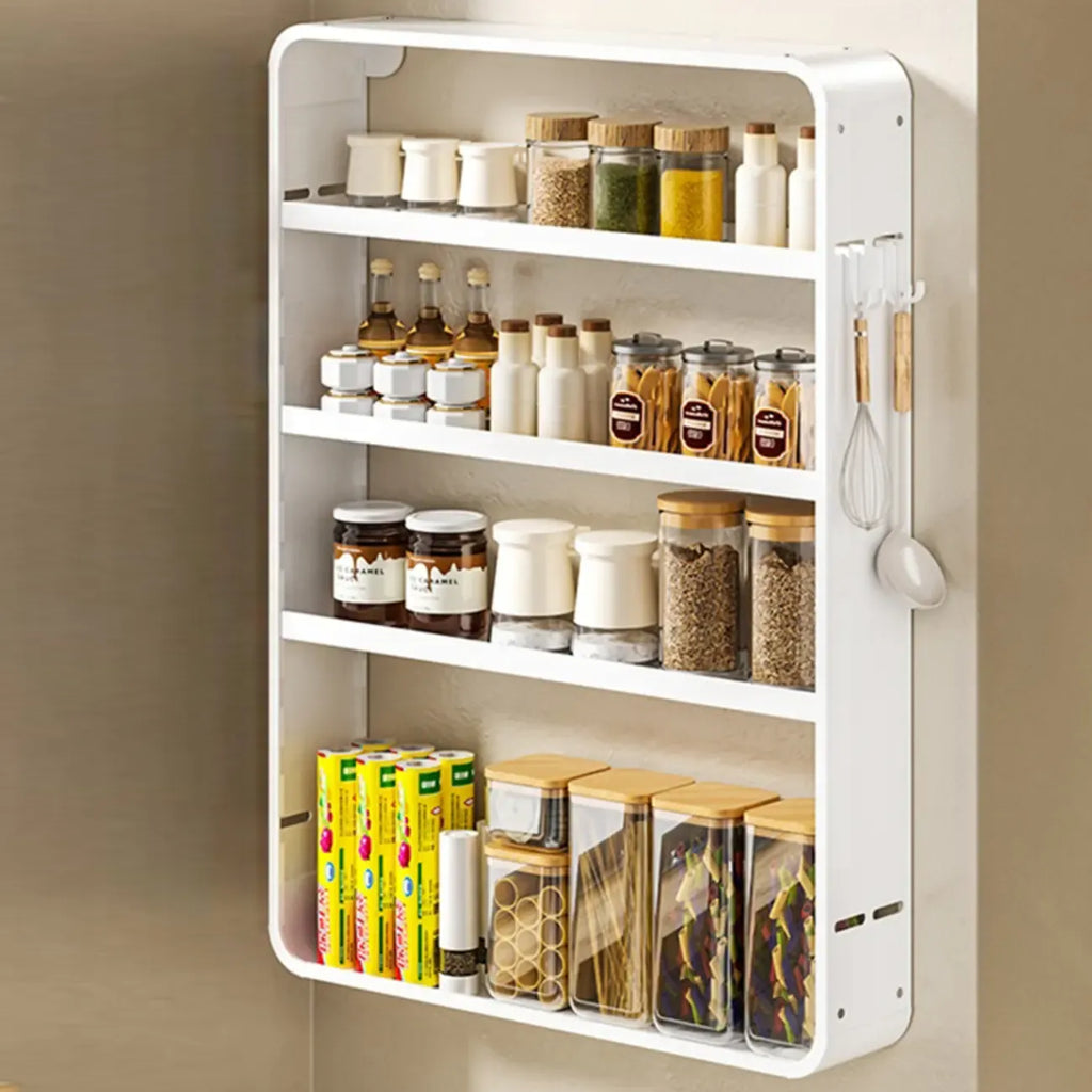 Adjustable Metal Wall-Mounted Kitchen Storage Racks with Hooks