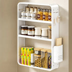 Adjustable Metal Wall-Mounted Kitchen Storage Racks with Hooks