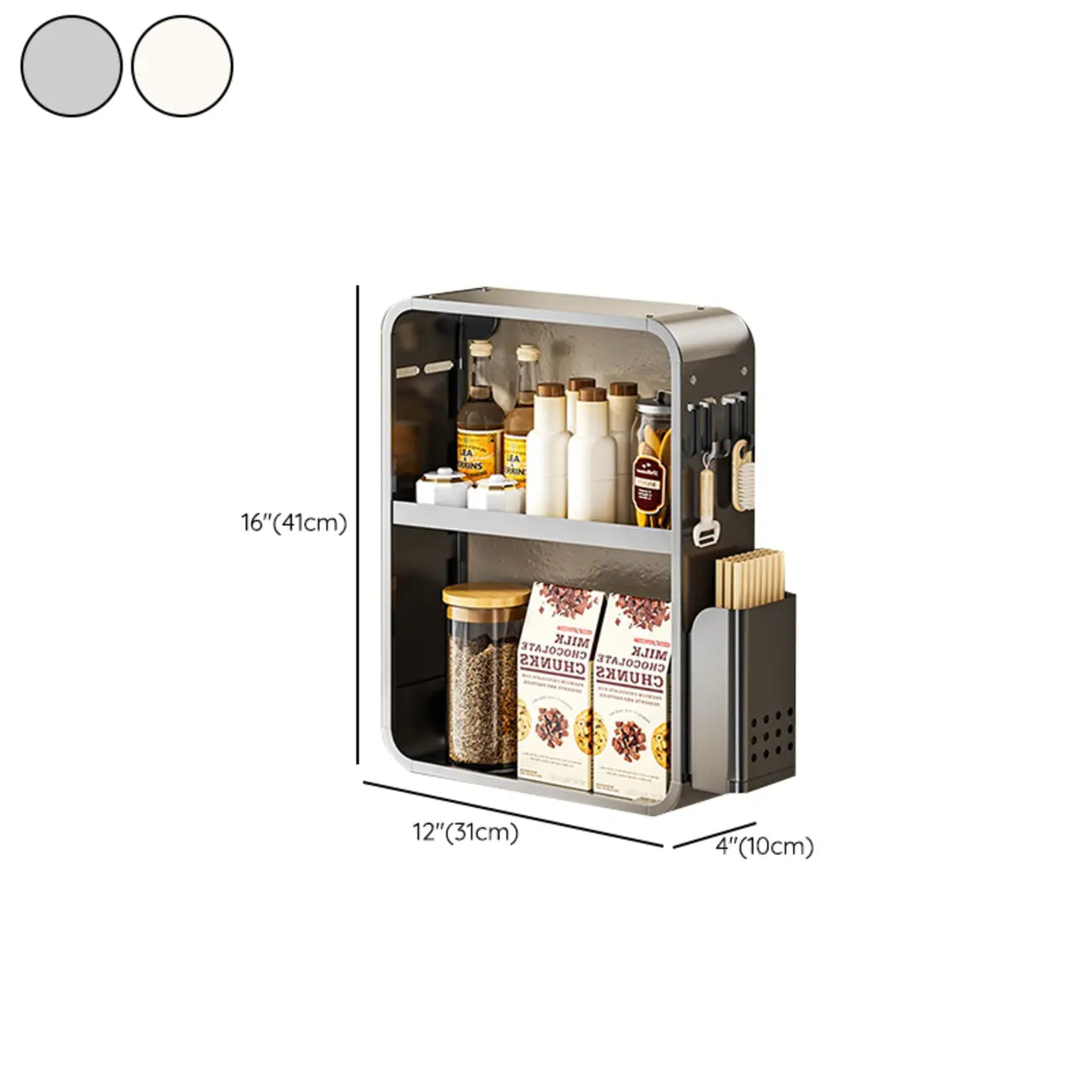 Adjustable Metal Wall-Mounted Kitchen Storage Racks with Hooks