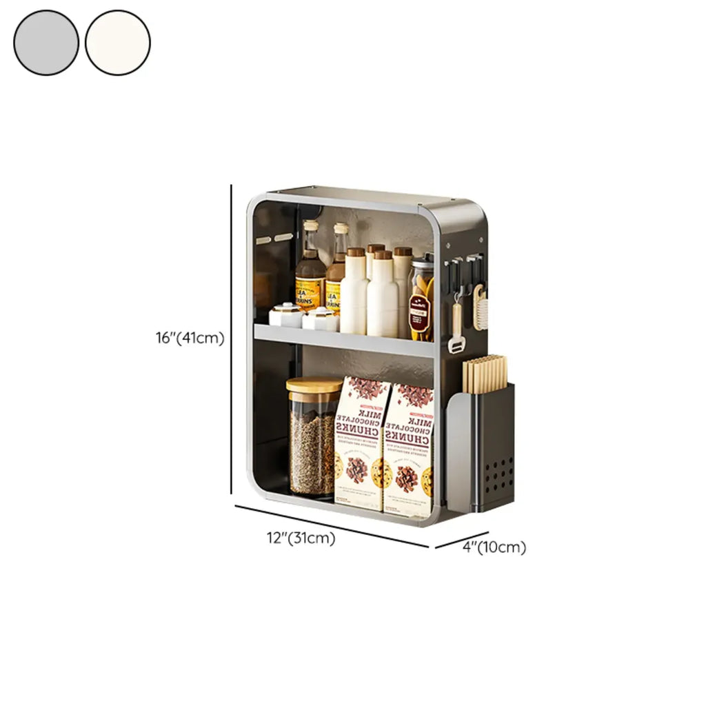 Adjustable Metal Wall-Mounted Kitchen Storage Racks with Hooks
