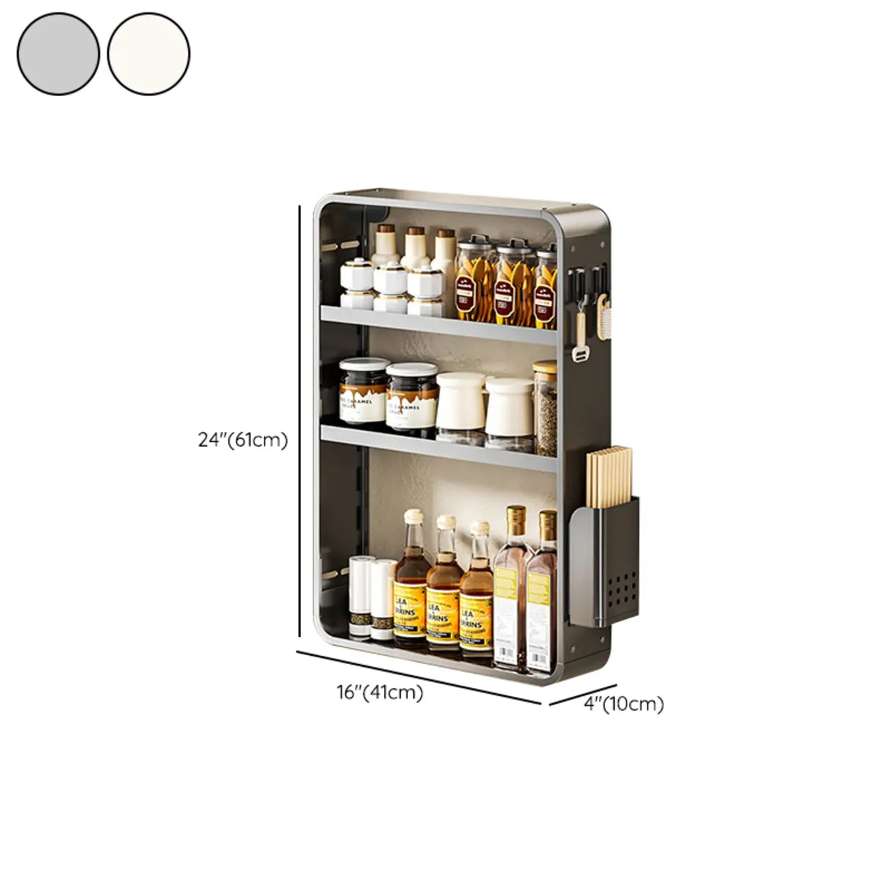 Adjustable Metal Wall-Mounted Kitchen Storage Racks with Hooks