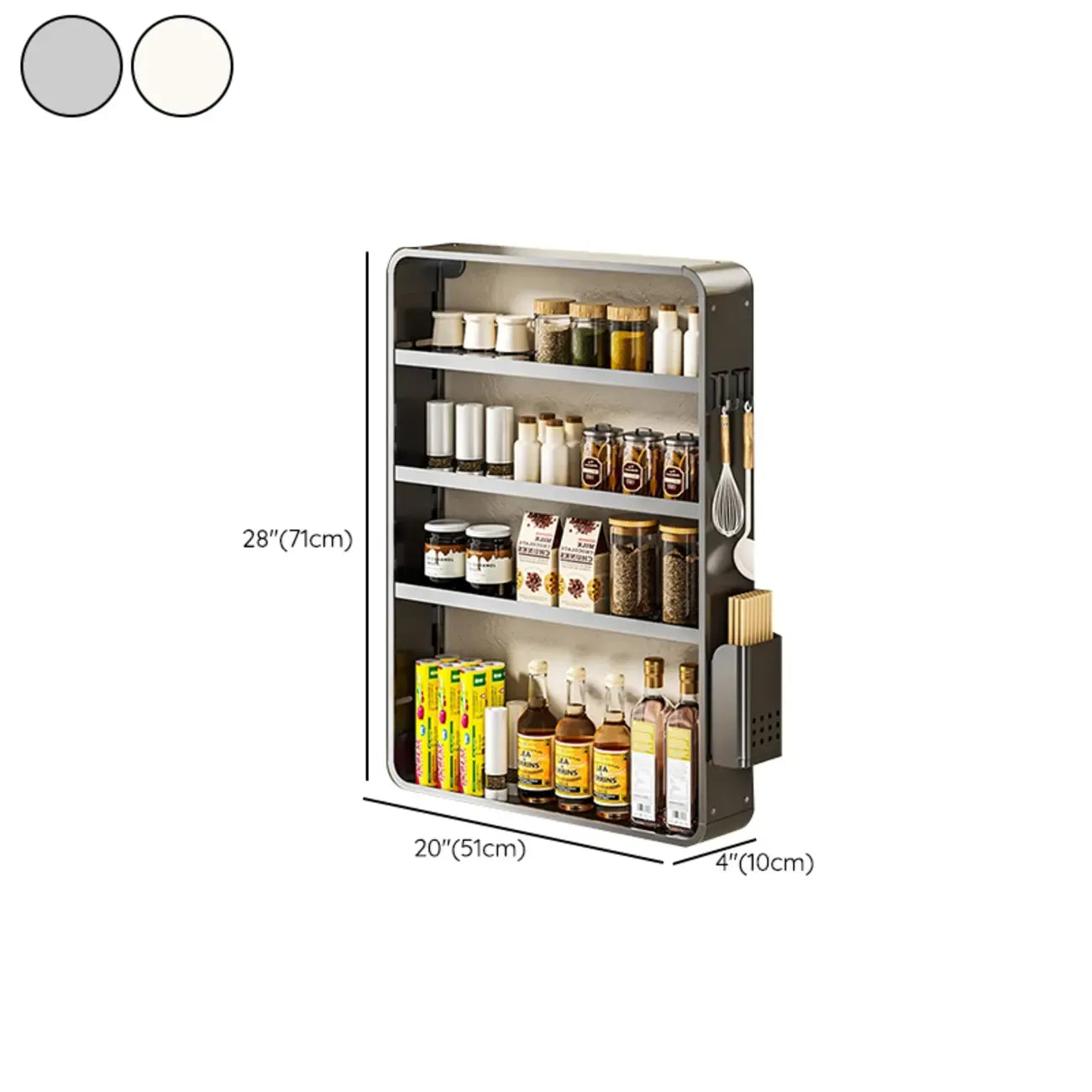 Adjustable Metal Wall-Mounted Kitchen Storage Racks with Hooks