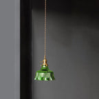Modern Green Glass Pendant Light Adjustable for Kitchen Dining