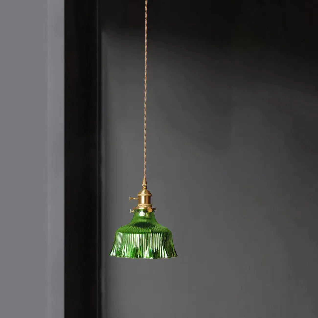 Modern Green Glass Pendant Light Adjustable for Kitchen Dining