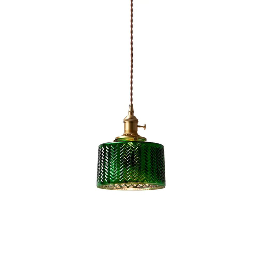 Modern Green Glass Pendant Light Adjustable for Kitchen Dining