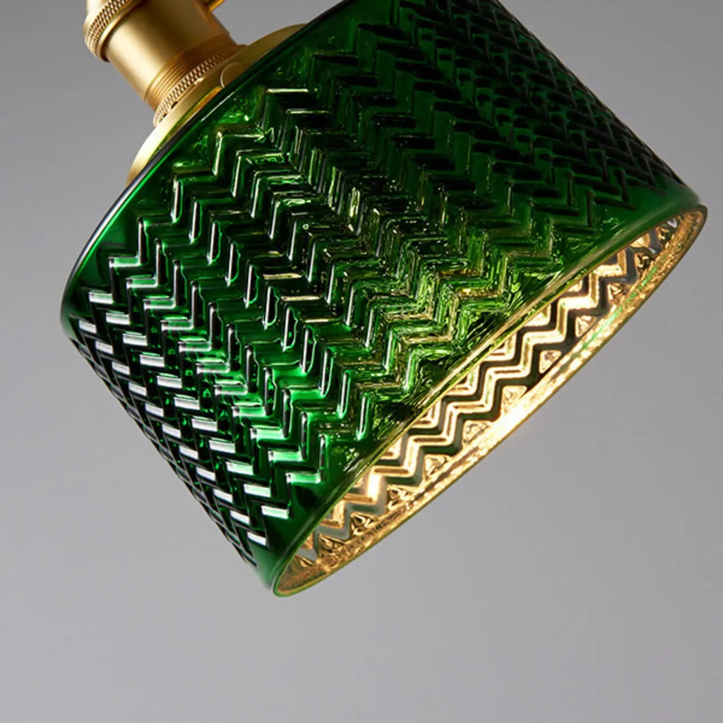 Modern Green Glass Pendant Light Adjustable for Kitchen Dining