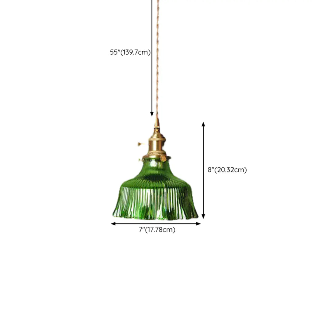 Modern Green Glass Pendant Light Adjustable for Kitchen Dining