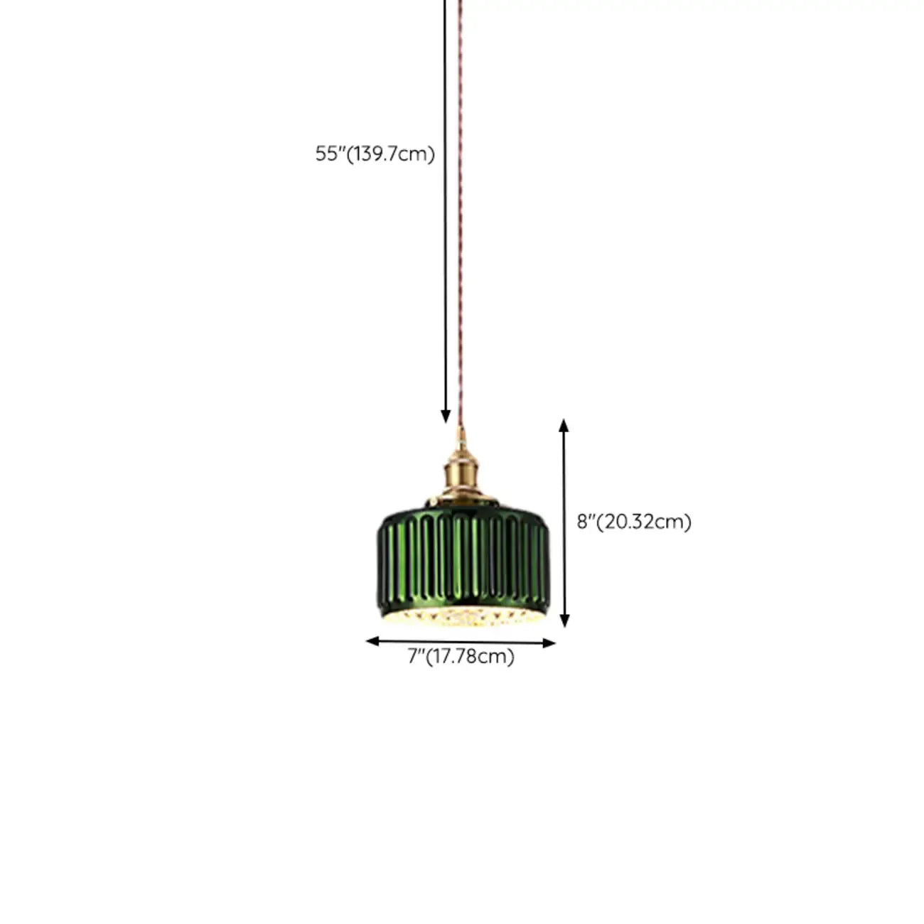 Modern Green Glass Pendant Light Adjustable for Kitchen Dining