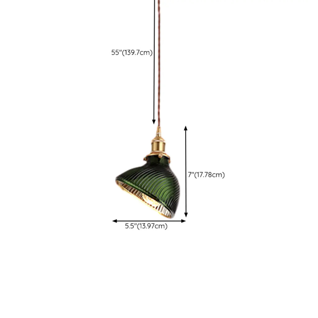 Modern Green Glass Pendant Light Adjustable for Kitchen Dining