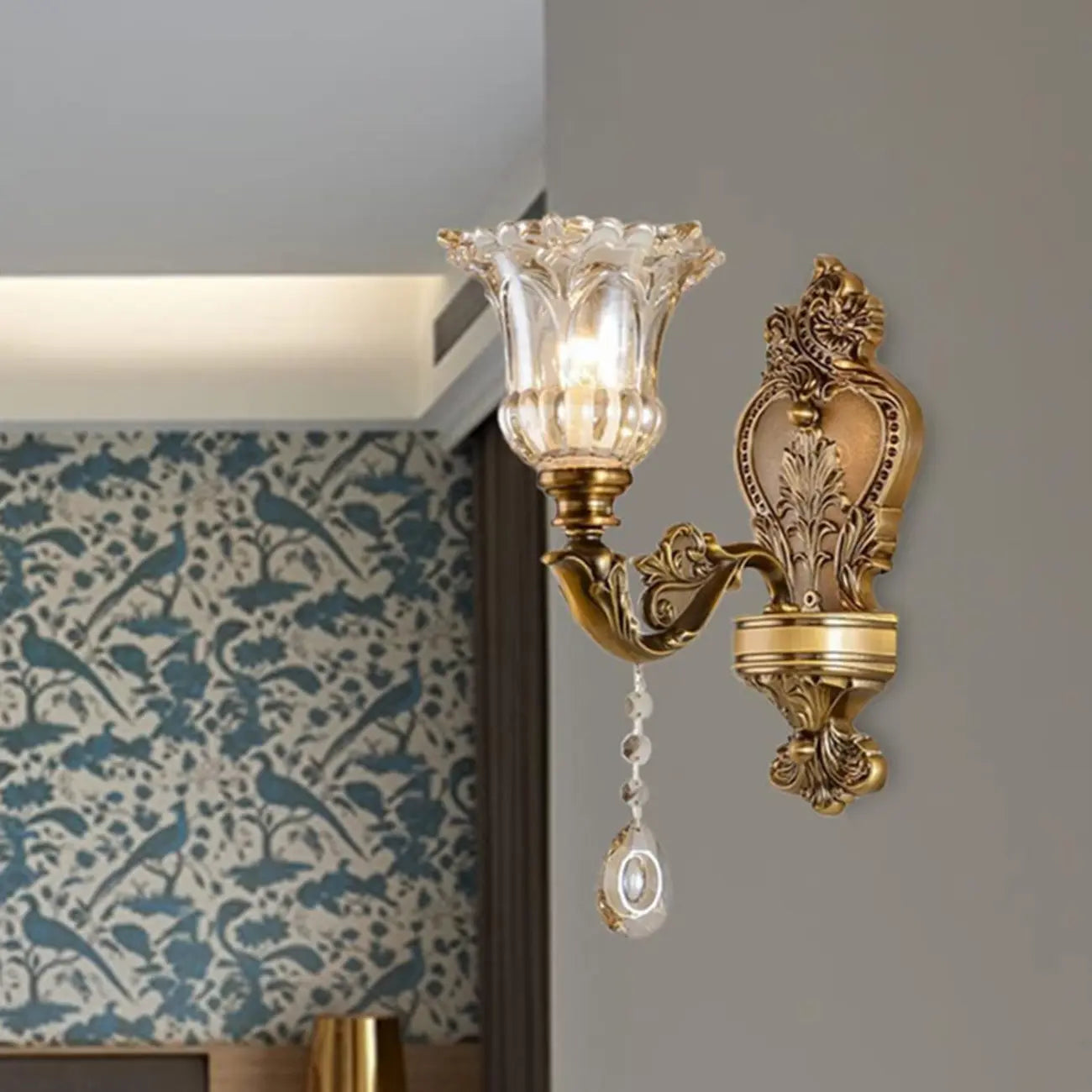 Antique Brass Geometric Indoor Wall Sconce