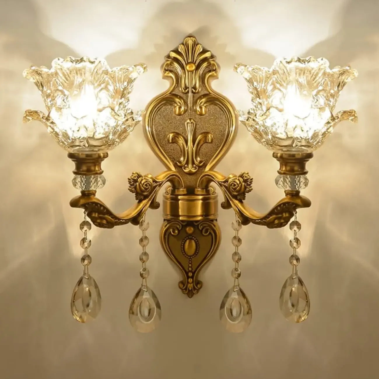 Antique Brass Geometric Indoor Wall Sconce