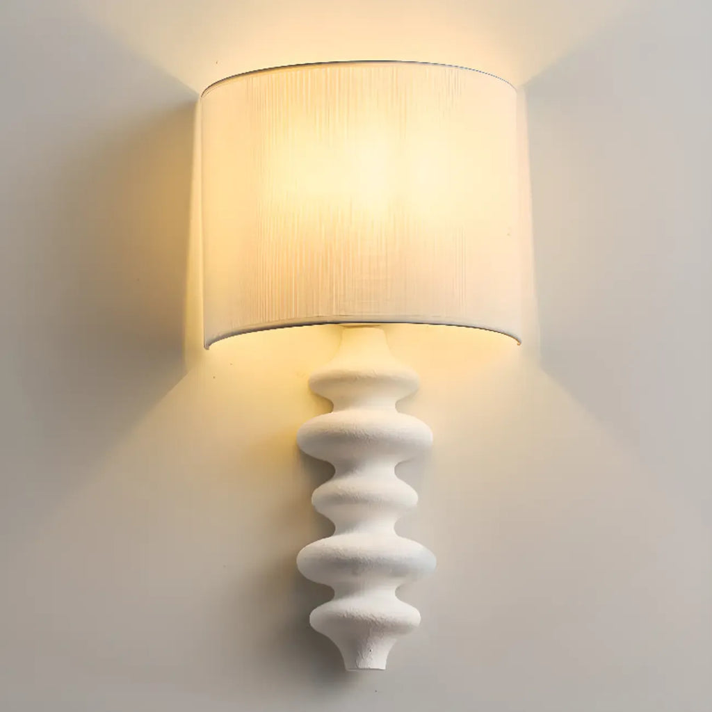 21H Modern Geometric Wooden Wall Sconce with Fabric Shade