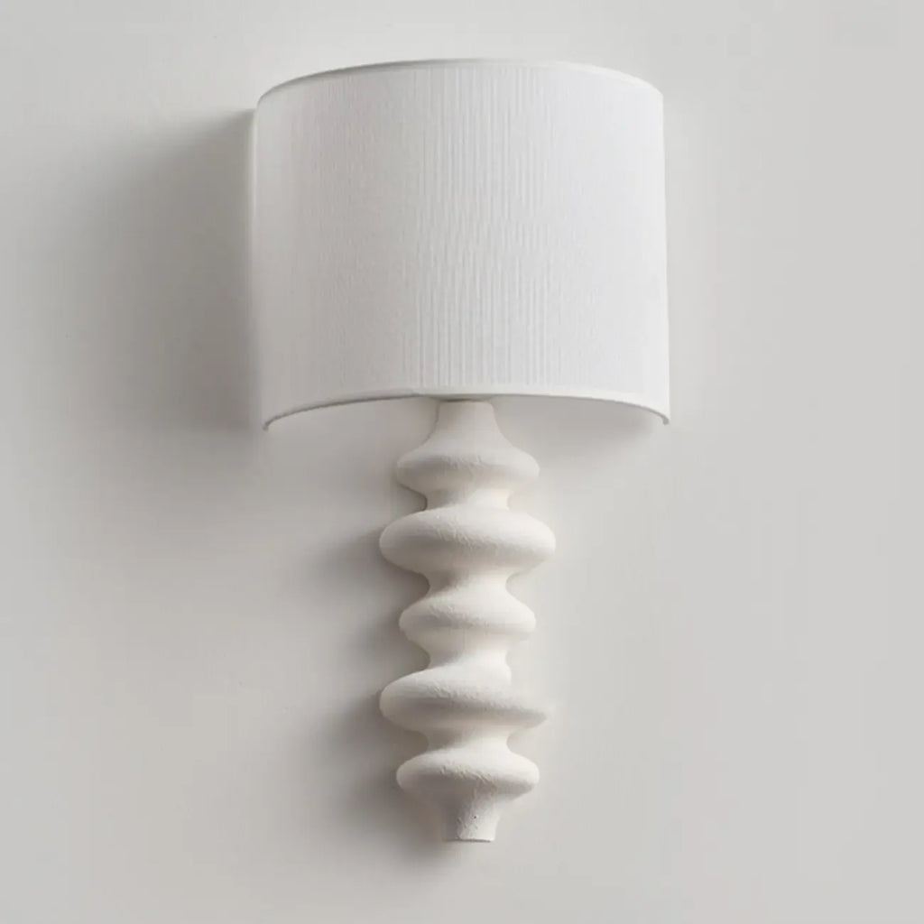 21H Modern Geometric Wooden Wall Sconce with Fabric Shade