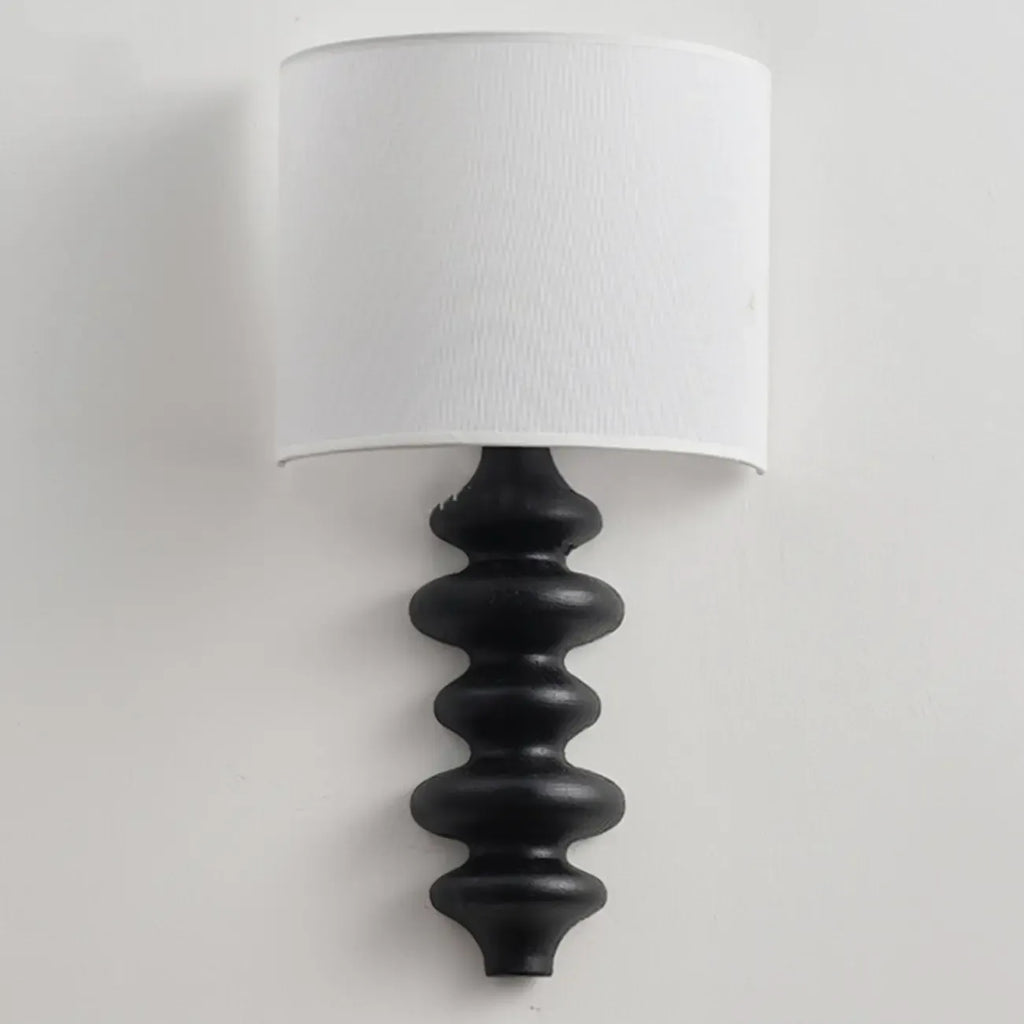 21H Modern Geometric Wooden Wall Sconce with Fabric Shade