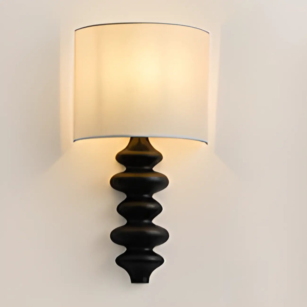 21H Modern Geometric Wooden Wall Sconce with Fabric Shade