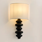 21H Modern Geometric Wooden Wall Sconce with Fabric Shade