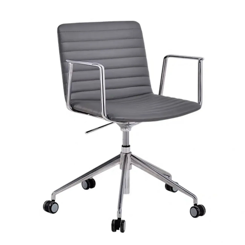 Modern Black Leather Metal Adjustable Swivel Office Chair