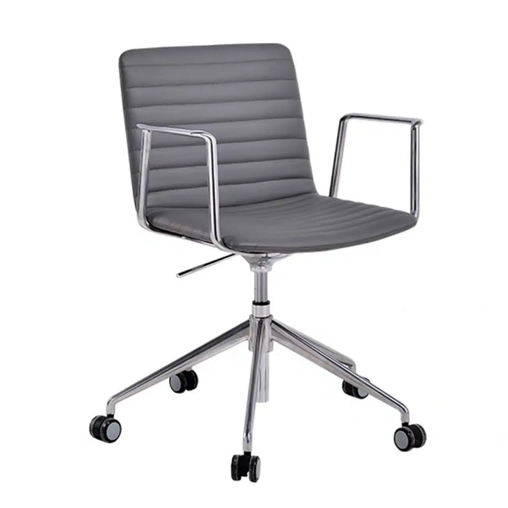 Modern Black Leather Metal Adjustable Swivel Office Chair