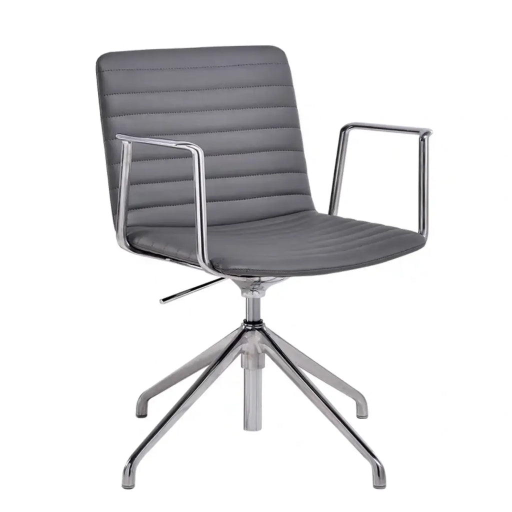 Modern Black Leather Metal Adjustable Swivel Office Chair