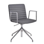 Modern Black Leather Metal Adjustable Swivel Office Chair