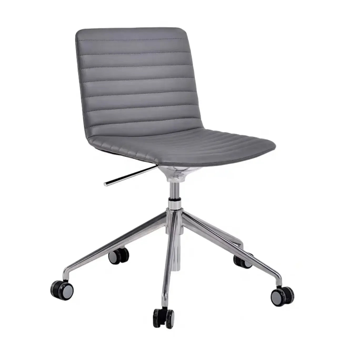 Modern Black Leather Metal Adjustable Swivel Office Chair