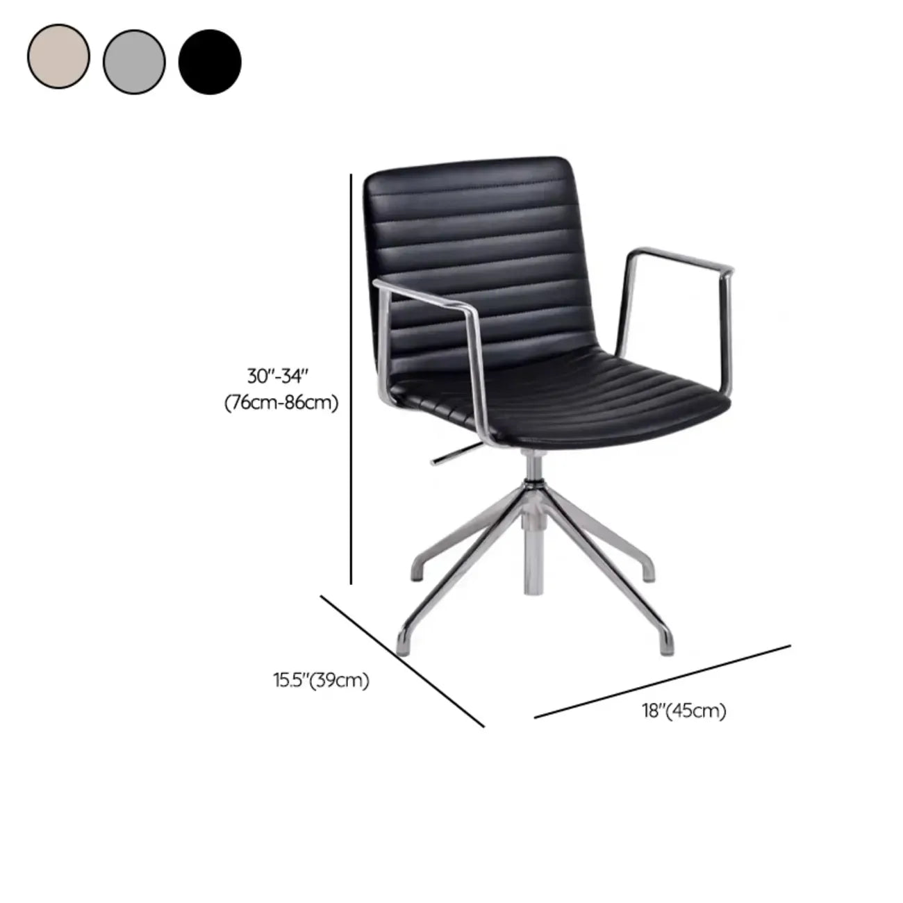 Modern Black Leather Metal Adjustable Swivel Office Chair