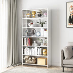 Black Metal 6-Tier Open Back Vertical Bookcase