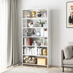 Black Metal 6-Tier Open Back Vertical Bookcase