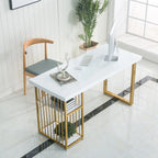 Glam White-Gold Metal Storage Bar Tables