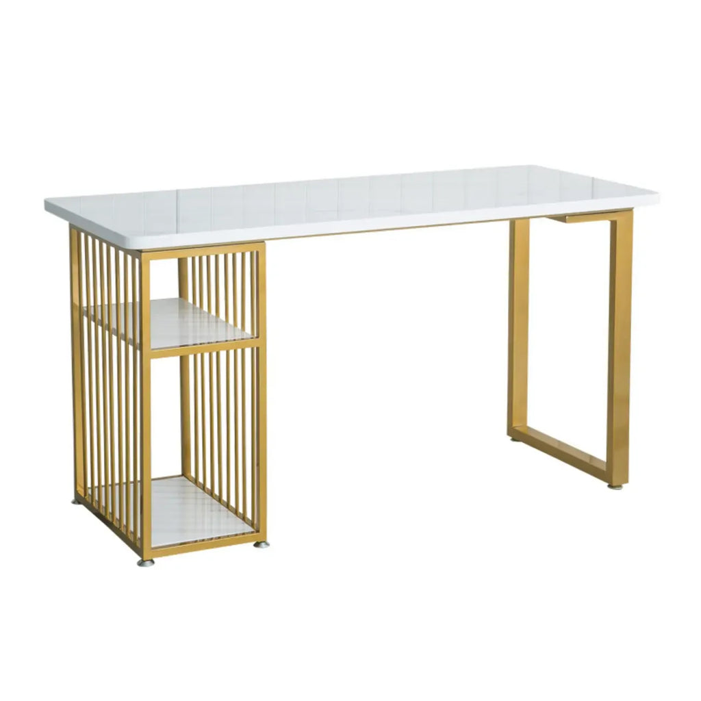 Glam White-Gold Metal Storage Bar Tables