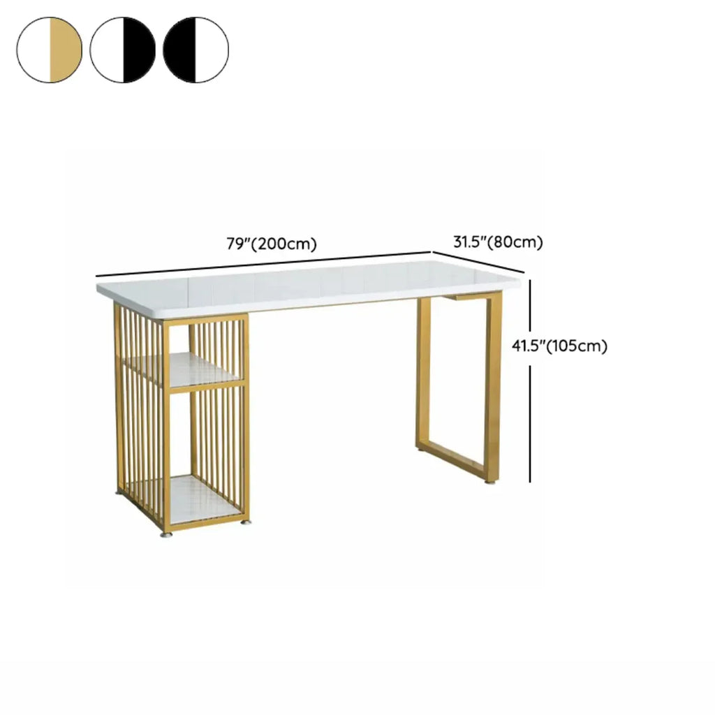 Glam White-Gold Metal Storage Bar Tables