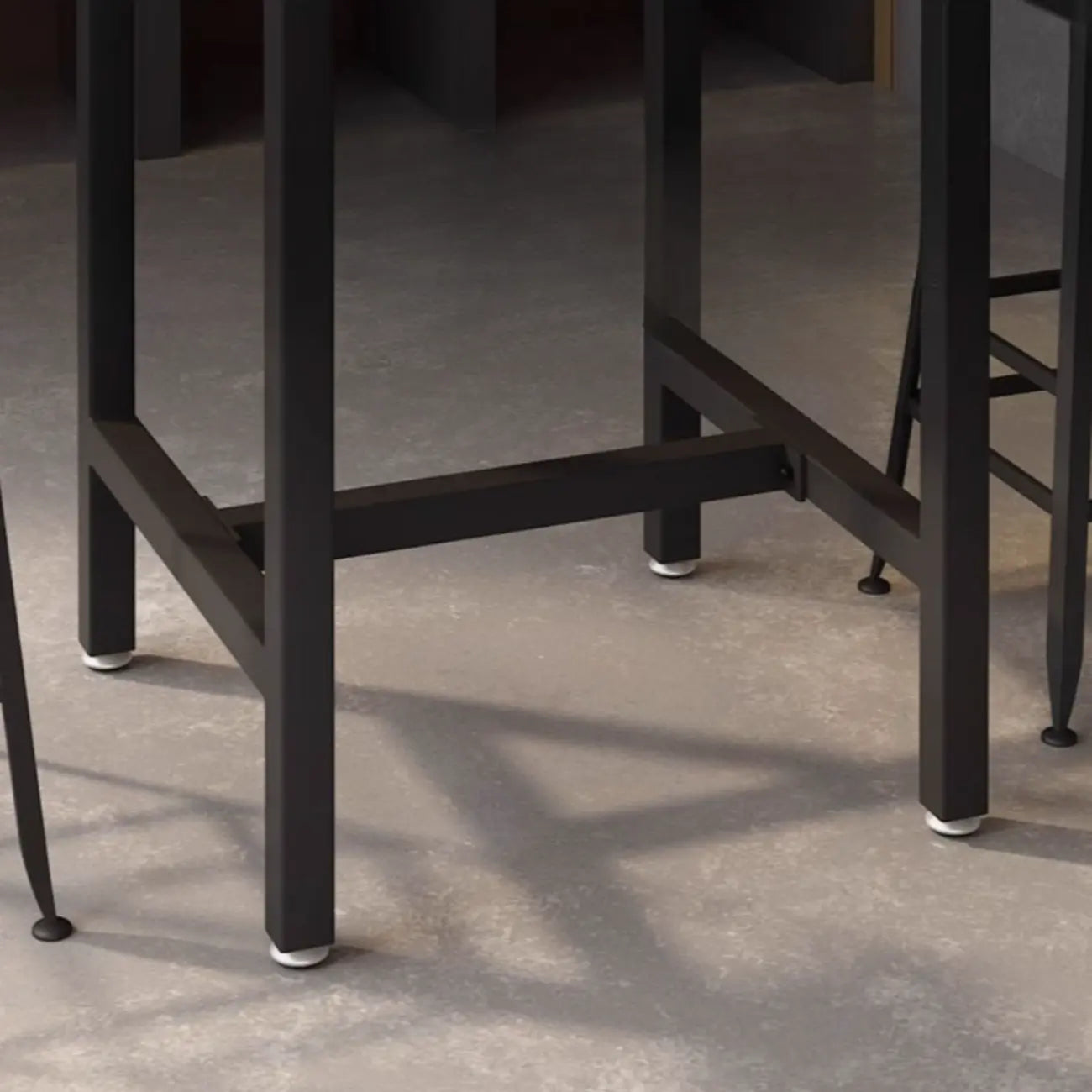 Square Wooden Top Iron Footrest Bistro Table