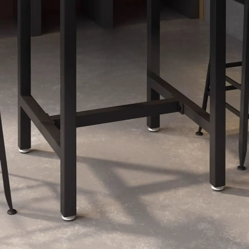 Square Wooden Top Iron Footrest Bistro Table