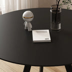 Solid Black Metal Stone Round Dining Table
