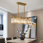 Adjustable 3/4 Lights Crystal Metal Pendant Light for Dining