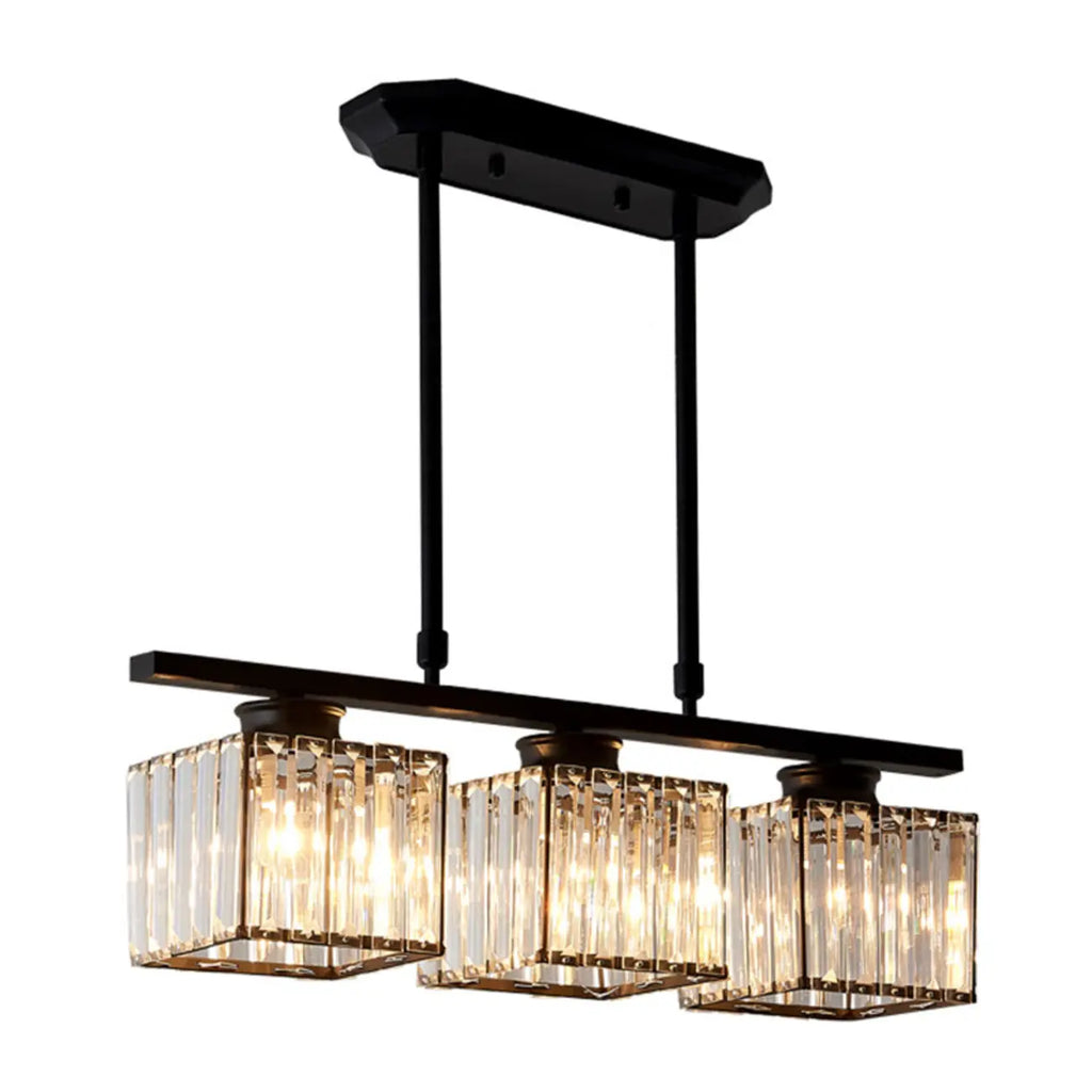 Adjustable 3/4 Lights Crystal Metal Pendant Light for Dining