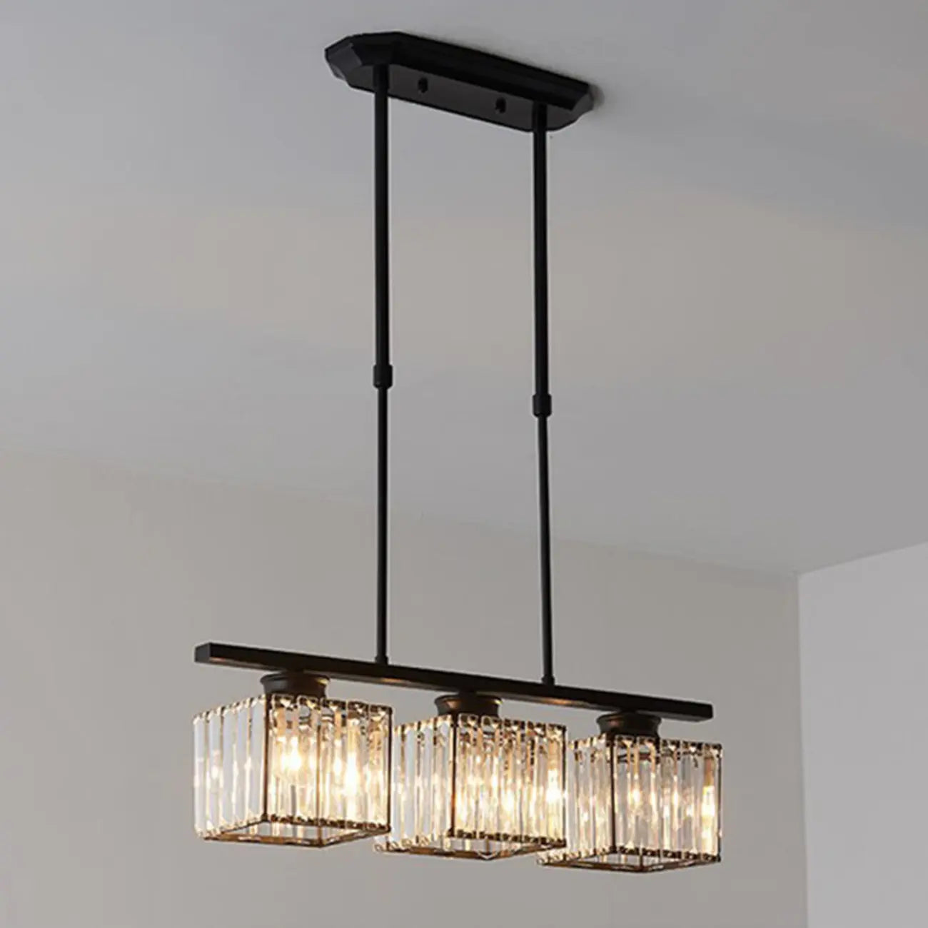 Adjustable 3/4 Lights Crystal Metal Pendant Light for Dining