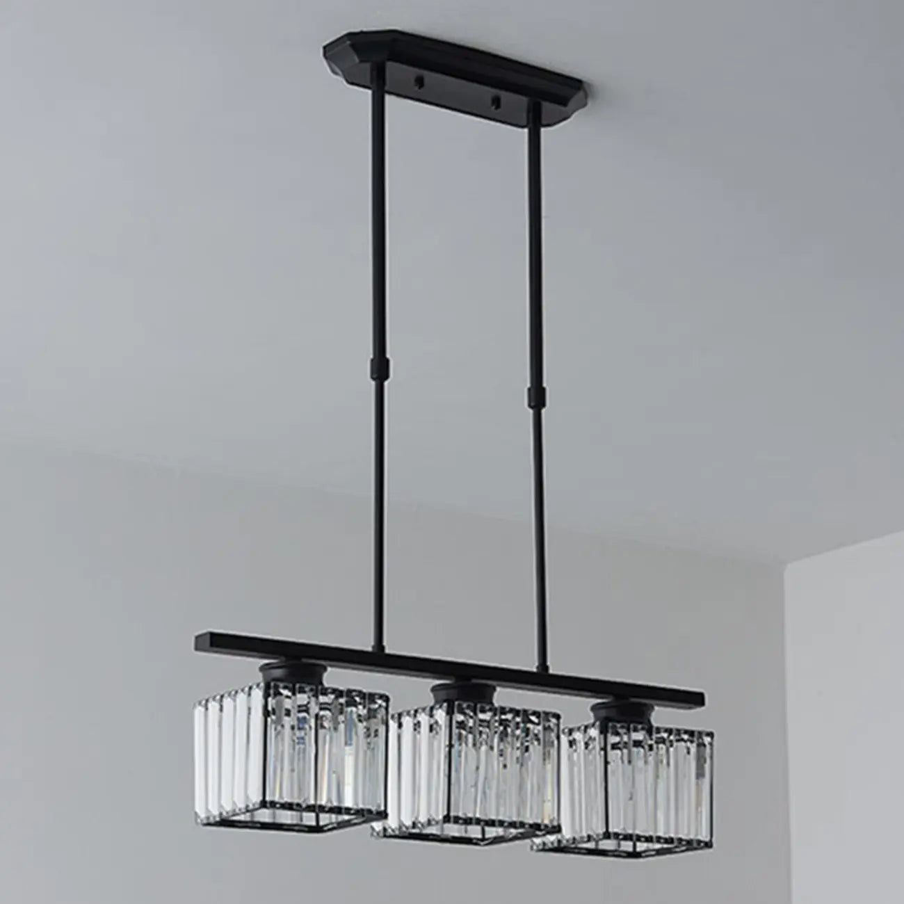Adjustable 3/4 Lights Crystal Metal Pendant Light for Dining