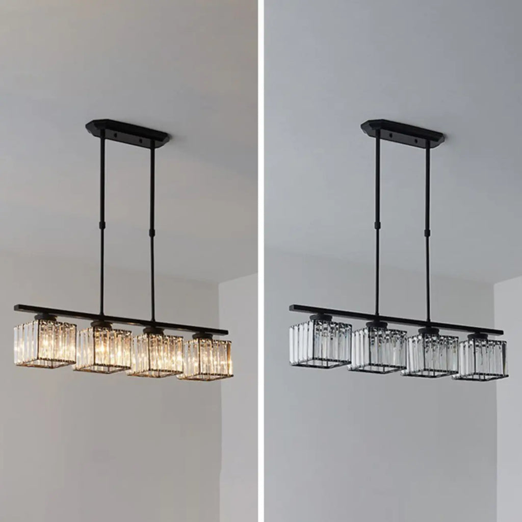 Adjustable 3/4 Lights Crystal Metal Pendant Light for Dining