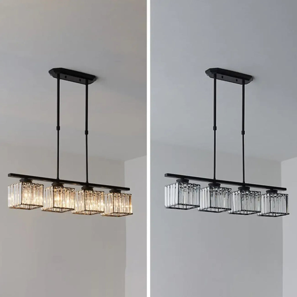 Adjustable 3/4 Lights Crystal Metal Pendant Light for Dining