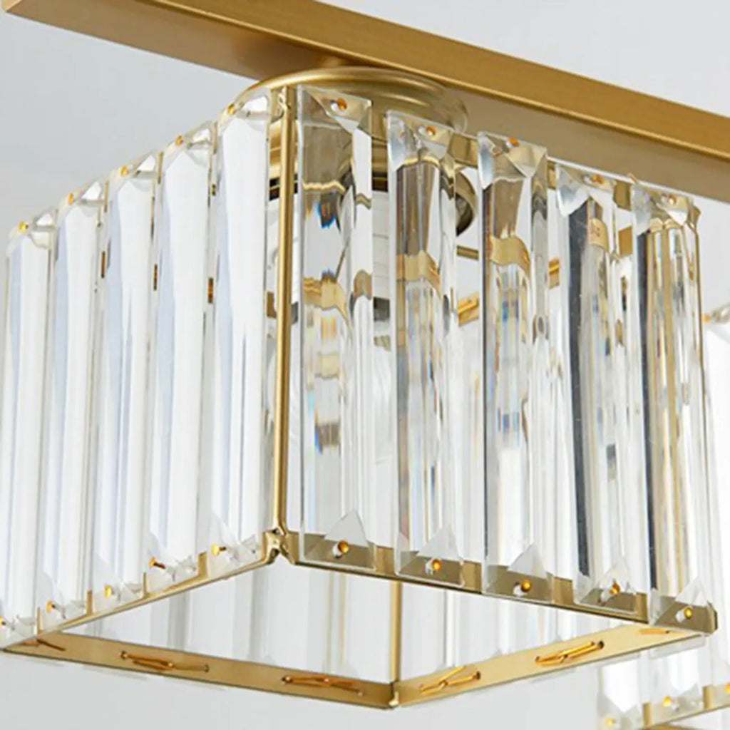 Adjustable 3/4 Lights Crystal Metal Pendant Light for Dining
