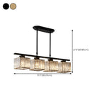 Adjustable 3/4 Lights Crystal Metal Pendant Light for Dining