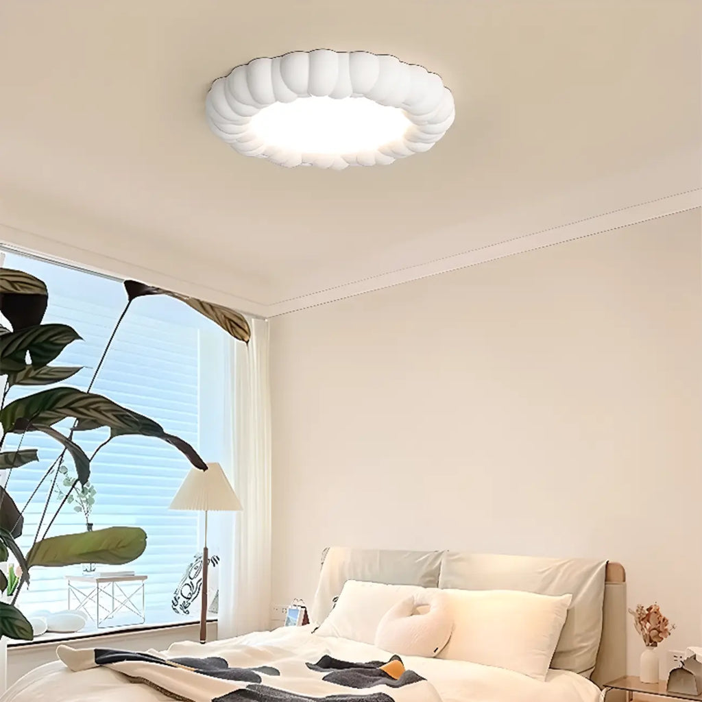 19 Inch Modern Circle Resin Flush Ceiling Light for Bedroom Decor