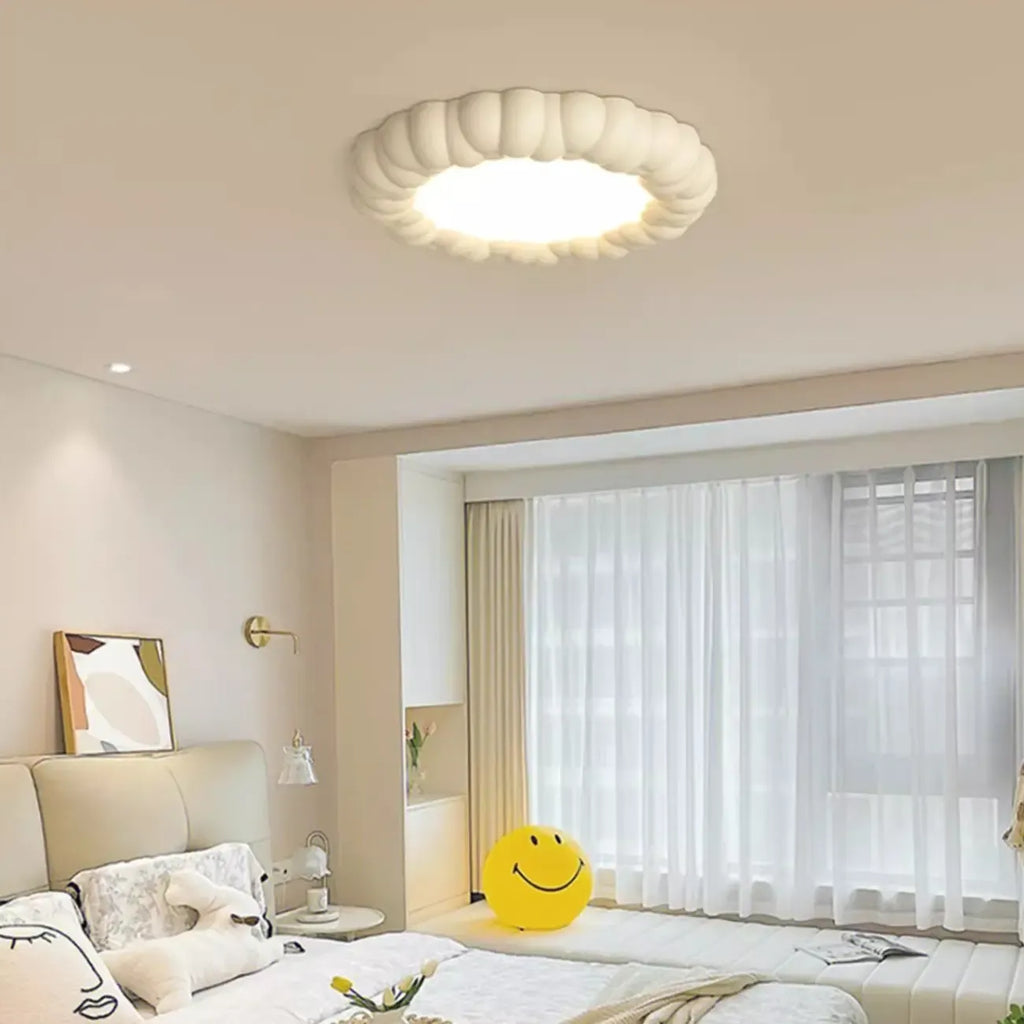 19 Inch Modern Circle Resin Flush Ceiling Light for Bedroom Decor