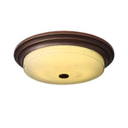 Classic Brown Metal Round Glass LED Flush Mount Ceiling Light