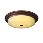 Classic Brown Metal Round Glass LED Flush Mount Ceiling Light