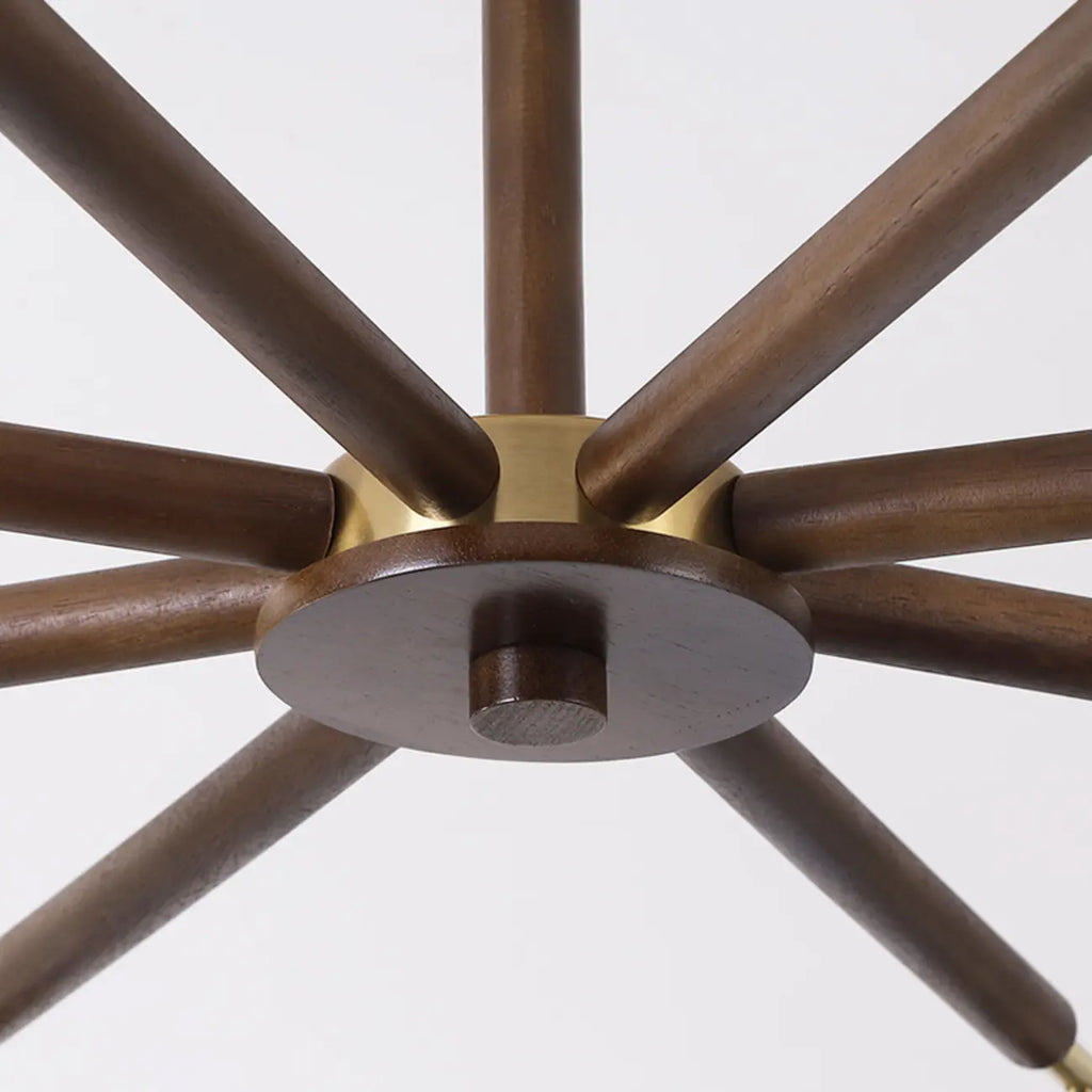 Elegant Down Floral Glass Shade Wood Semi Flush Ceiling Light