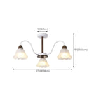 Elegant Down Floral Glass Shade Wood Semi Flush Ceiling Light